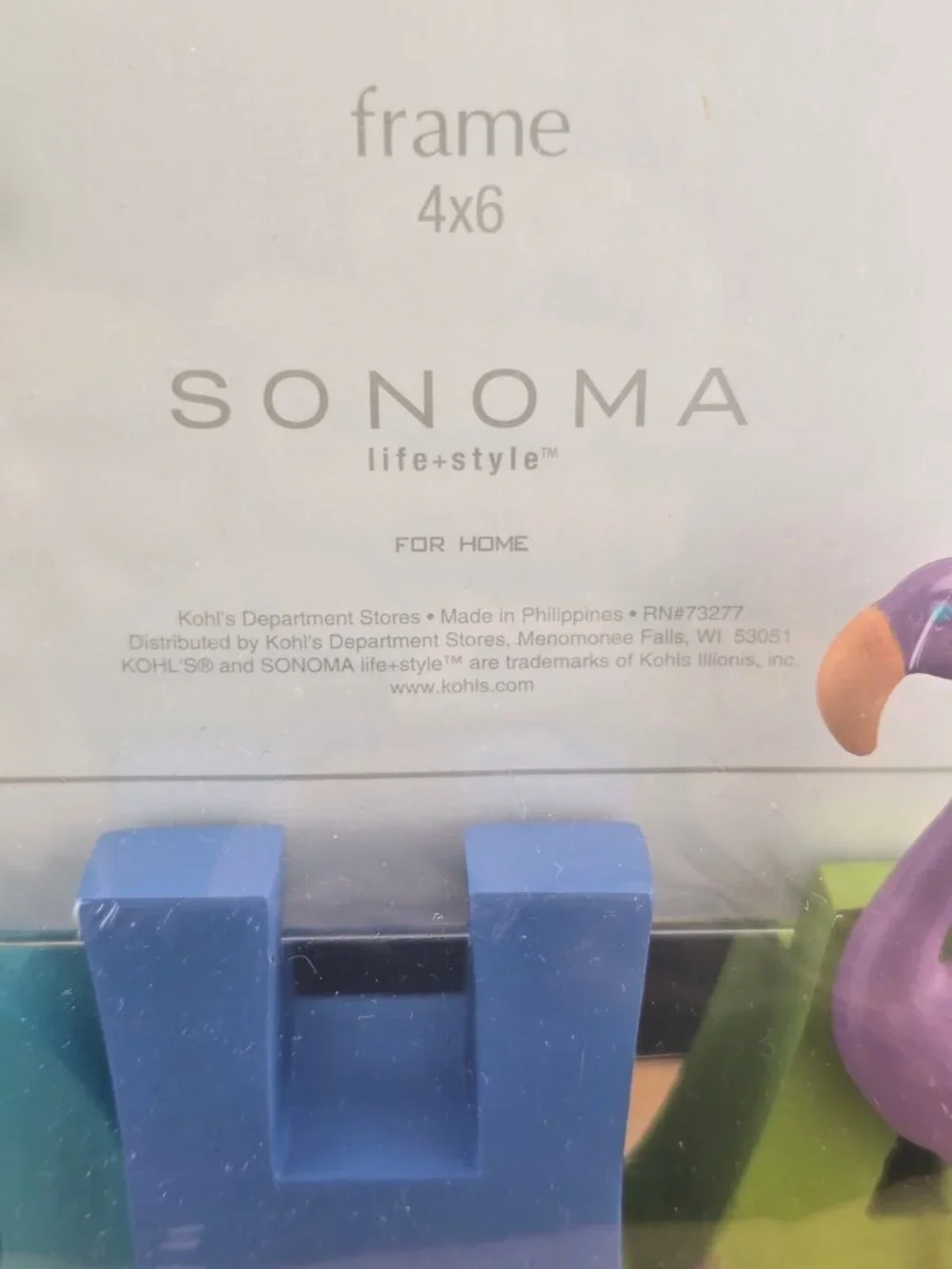 NIB Aloha 3-D Sonoma 4x6 Picture Frame Tropical Palm Tree & Flamingos